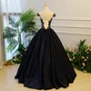 2022 noir dentelle Quinceanera robes de bal princesse robe de bal Appliques doux 16 longue robe de bal robes De 15 Anos BQ08