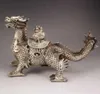 Statue de Dragon de bon augure faite à la main en bronze argenté chinois