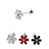 Fashion Cute Black White Red Flowers Tongue Rings Tongue Studs 14G Titanium Steel Barbell Ring Nipple Body Piercing Jewelry Women Gift