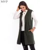 Mouwloze groene casual mode vrouwen lange vest grijs hooded solide lente cardigan herfst zwart gebreide winter trui