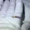 Handgjorda Sexiga Årsdag Ring 4mm 5A Zircon CZ Rose Gold Fylld 925 Silver Bröllop Band Ringar För Kvinnor Bridal Smycken Gift