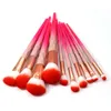 12Pcs Pink Diamond Makeup Brushes Set Power Eye Shadow Brow Lip Concealer Fan Beauty Cosmetic Eyes Face Diamond Shape Make Up Brush Kit