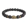 2pcs / mycket naturliga 8mm lava stenpärlor armband svart onyx tibetan buddha strand armband för män ny design yoga smycken