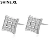 Hip Hop Square Men's Neutral Stud Boucles d'oreilles Micro-Zircon Temperament Boucles d'oreilles pour femme Fête des mères Idée cadeau