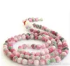 Partihandel - 8 mm Rosa Grön Jade Tibet Buddhist 108 Bön Pärlor Mala halsband