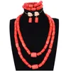 Set di gioielli con perline di corallo originali e robusti per matrimoni nigeriani. Collana da donna africana arancione o rossa. Gioielli da sposa