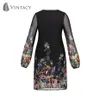 Vintacy Mini vestido de expansión para mujer Gasa por encima de la rodilla Estampado floral Vacaciones de verano 2018 Moda moderna para mujer Mini vestidos largos