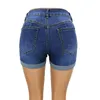 Kvinnor sommar i midjan denim byxor rippade hål manschetter korta jeans med snörning sexig nattklubbkläder