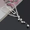 Mode elegante dames ketting 925 kleine bal hanger lange ketting mulit ketting verzilverde sieraden liefdevolle cadeau314J