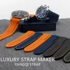 20mm klockarmband Herr Dam Orange Svart Vattentät Silikongummi Klockarmband Armband Spänne Spänne För Omega Planet-Ocean +Verktyg