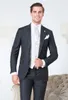 Cinza Escuro Dos Homens Ternos Slim Fit Duas Peças Groomsmen Casamento Smoking Para Homens Blazers Dois Botões Repicado Lapela Terno Formal (Jacket + Calças)