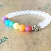 Lågpris Oljediffusor Armband Vit Elefant Färgrik Yoga Energy Armband Handsträng Vävt Färgrikt Agate Armband för kvinnor Gratis