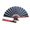 Large 33cm Folding Fan Black White Cloth Wooden Hand Fans DIY Craft Art Planting Ornaments Men's Outdoor Handfan ZA6334