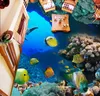 Bodentapete für Kinderzimmer, Wohnzimmer, Schlafzimmer, Ocean World, 3D-Boden auf bemalten Fliesen, PVC, selbstklebend