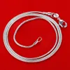 Partihandel DHGATE 925 Sterling Silver Plated 1mm Snake Chain Halsband 16-24Inches 100PCs Gratis frakt