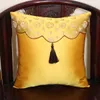 Creative Classic Patchwork Silk Satin Pillow Case Cushion Cover Rosa Svart Sofa Stol Back Kudde High End Lumbar Pillow