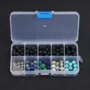 LINSOIR 1box 8mm Natural 7 Chakra Stone Beads Craft Bracelet Findings Blue Turquoises Black Lava Beads for DIY Jewelry Making