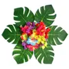 熱帯パーティーDécoration4nitures 8 "トロピカルパルメターフェイルズ・ドフェウィルet fleurs d'Hibiscus、Feuille de Simulation Pour Hawaiian Lu