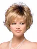 Perruque de cheveux bouclés blonde courte avec une perruque synthétique de fibre résistante à la chaleur bang perruque de mode capuse pour femmes