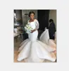화려한 남아프리카 웨딩 드레스 스파클 스팽글 구슬 레이스 applique 긴 소매 신부 가운 사용자 정의 만든 플러스 사이즈 인어 웨딩 드레스