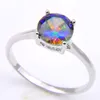 Luckyshine 10 قطع قطعة مشرق مستدير متعدد الألوان Mystic Topaz Gem 925 Sterling Silver Rings for Women Men CZ Rings 237T