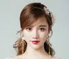 Bridal jewelry handmade beaded flowers gold tiara headband set wedding accessories crown Korean hair accessories