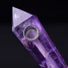 1pcs Natural Amethyst Crystal wand pipe Quartz point Cigarette holder gemstone smoke tube Healing with Metal filter