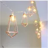 Retro Iron Metal Diamond LED Fairy String Lights Battery Xmas Holiday Wedding Party Home Decoration 10 Leds Lantern String Lamps