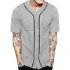 Jersey de béisbol negro para hombre, camiseta de manga corta con cuello en V y botones para hombre, camisetas de Hip Hop suaves y transpirables para hombre y mujer