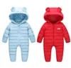 Winter baby jumpsuit solid warm boys snowsuit for children hooded winter overalls for girls unisex baby romper6253486