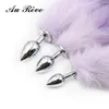 One Purple Faux Fur Fox Tail Butt Plug Metal Anal Plug Adult Sex Toys Anal Tail Toys Sex Products For Woman Men Couple AuReve S9243246551