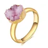 Hot Druzy Drusy Ring Open Size Gold Plating Resin Crystal Stone Finger Rings Sieraden voor Dames Gift