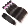 Verkoper Aanbevelen Maleisische Virgin Haarverkopers Straight Menselijk Haar Weave Bundels met Kantsluiting Frontale Braziliaanse Hair Extensions WEEFTS