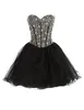 Lace-up Black Top Prom Dresses luxe Rhinestone Fashion Fish Bot Back Riem Korte bruidsmeisje feestjurken HY1566