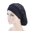 Women Headband New Satin Hair Net Cap Elastic Wide-brimmed Nightcap Chemo Hat MESH BONNET Hair Accessories Turban Caps 6 COlors