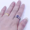 Lyxiga kvinnor Smycken Lila Birthstone Zircon CZ Ring 925 Sterling Silver Engagement Bröllop Band Ring för Kvinnor Gåva SZ 5-11