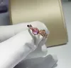 Fashion Simple 18k Rose Gold Created Gemstone Hibiscus Stone Wedding Engagement Flower Ring Storlek 5 - 12