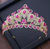 3 colores corona de boda Perlas Rhinestone Accesorio para el cabello nupcial fascinador Corona Tiara Zapatos de las novias blancos Coronas de la1205862