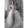 Vestidos largos de novia de Dubai con cuentas de Oriente Medio de lujo Vestidos de novia Dos piezas Tren hinchado desmontable Novias Vestidos largos Vestido de Casamento