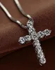 New Fashion Cross Necklace Accessory Ture 925 Sterling Silver Women Crystal CZ Pendants Necklace Jewelry