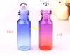 200pcs/lot 5ml rainbow Glass Roll on Bottle with Stainless Steel Roller Small Essential Oil Roller-on Sample Bottle