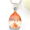 Luckyshine 925 Silver Necklaces and Earrings Jewelry Sets Pear-Shaped Morganite Solitaire Pendant Women Zircon Earrings Gift Sets