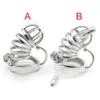 2 Styles Male Chastity Cage Devices Stainless Steel Cock Ring with Catheter Penis Lock Bondage Sex Toy For Men