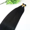 100 fili 100 g / set Estensione dei capelli umani di Remy brasiliana pre-incollata Estensione dei capelli con punta nera I Stick