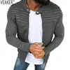 2018 nieuwe heren hoge straat geplooide jas jas mannelijke herfst sweatshirt jas effen kleur zwart slim fit jassen bovenkleding M-3XL