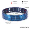 Vinterly Mens Blue Armband Chain Link Gezondheid Energie Germanium Bio Magnetische Pure Titanium Armbanden Armbanden voor Mannen Sieraden