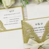 ダークゴールドレーザーカット結婚式の招待カードキットブライダルシャワーエンゲージメントベビーシャワー卒業用カードストック