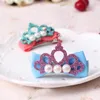 Ashion Children Hair Clips Shiny Crown With Pearl Barrettes Ribbon Bow Crown Baby Girl Hair Pins Haar Speldjes Meisje1118988