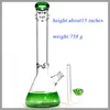 Hookah 14'' Beaker bong with nice design new green random beaker base water pipe 14-18mm downstem tall