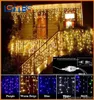 Gardin Icicle Led String Light Christmas Light 4m Droop 0.4-0.6m Utomhus dekoration 220V 110V LED HOLIDAY LIGHT NY YEAR GARDEN WEDDING